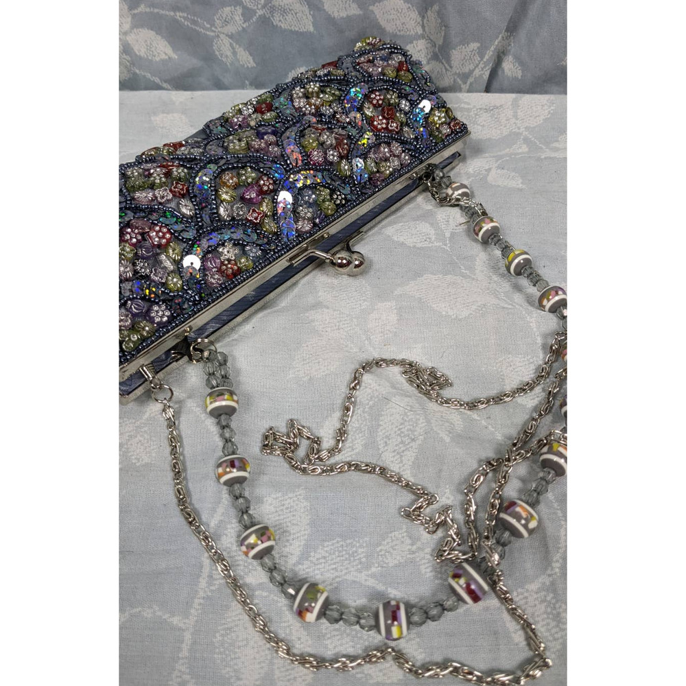 Vintage Hand Beaded / Bedazzled / Sequin / Gem Clutch Purse